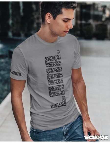 Pánské triko Lama velký šedý melír